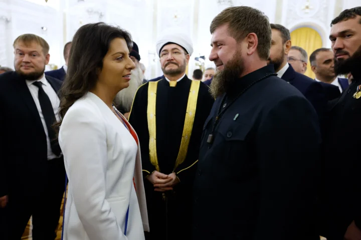 Chechnya's leader, Ramzan Kadyrov speaks with Margarita Simonyan