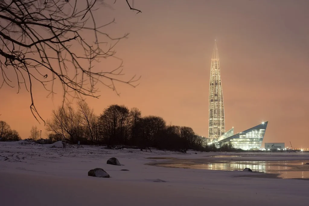 Lakhta Center at night in December