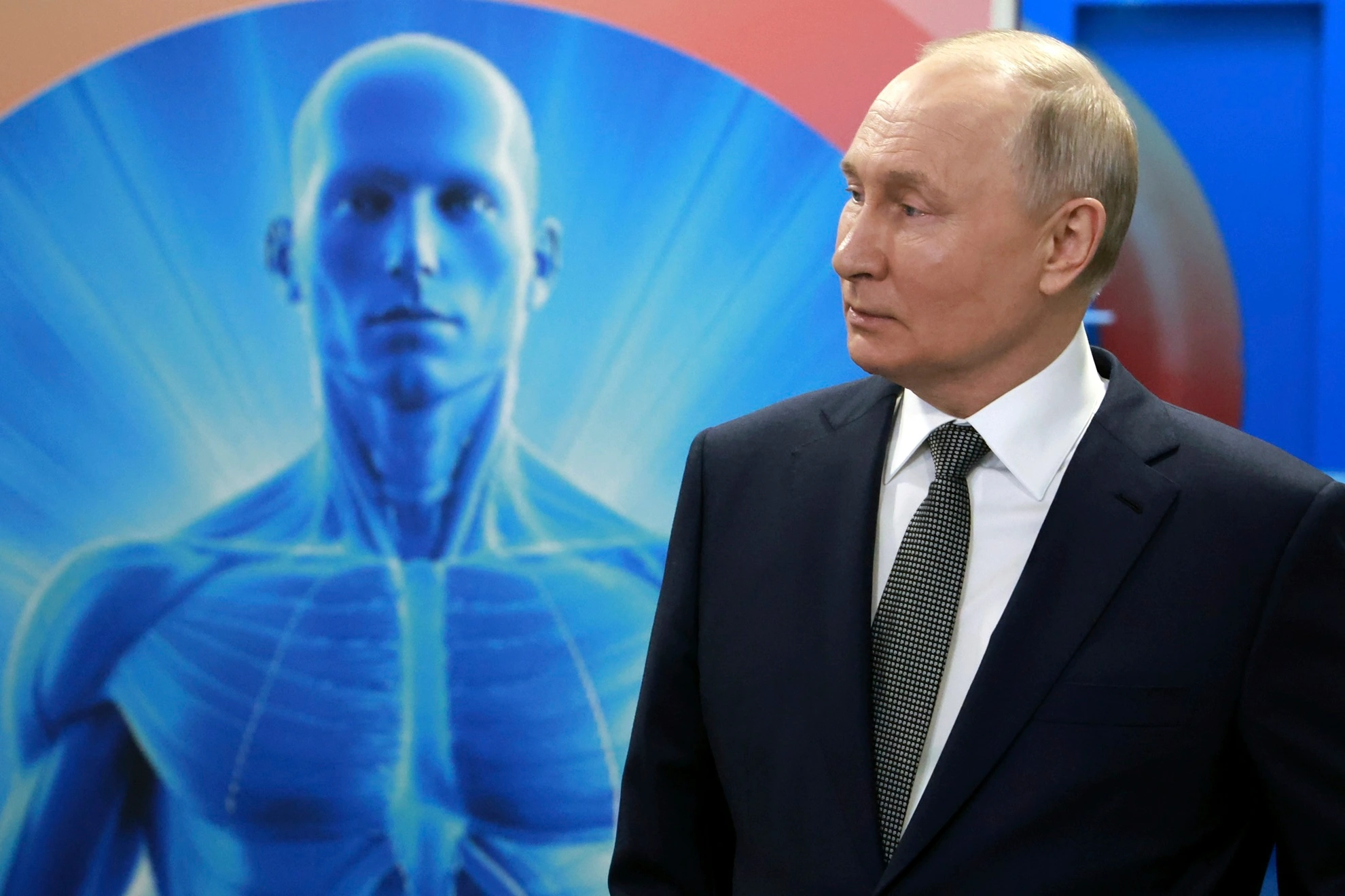 Russian President Vladimir Putin while visiting the Center for Diagnostics and Telemedicine