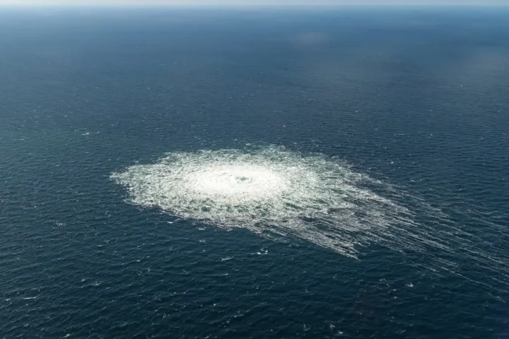 Methane escaping from sabotaged pipelines