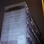 A projection of the internet newspaper Meduza for Freedom of the Press