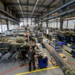 Технические специалисты Rheinmetall собирают боевой танк Leopard 2A4