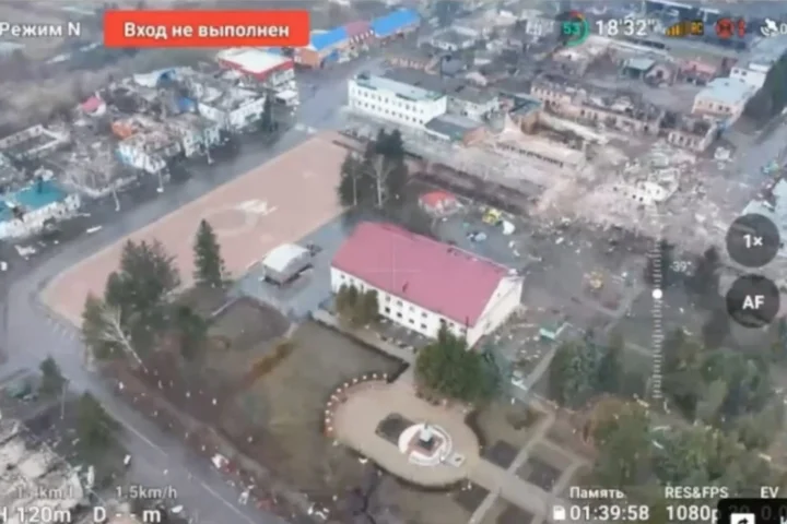 Drone view of Suja city center
