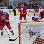 Vladimir Putin prepares to score