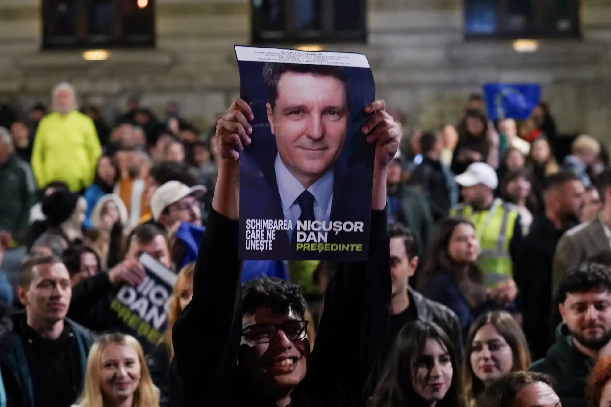 Supporters of Presidential candidate Nicusor Dan