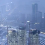 A view shows multi-storey residential buildings