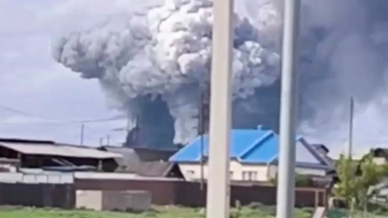 Smoke after drone attack in Russia