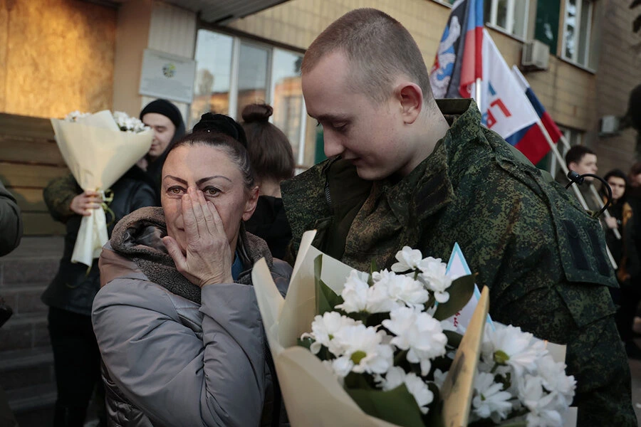 The mother of a liberated soldier
