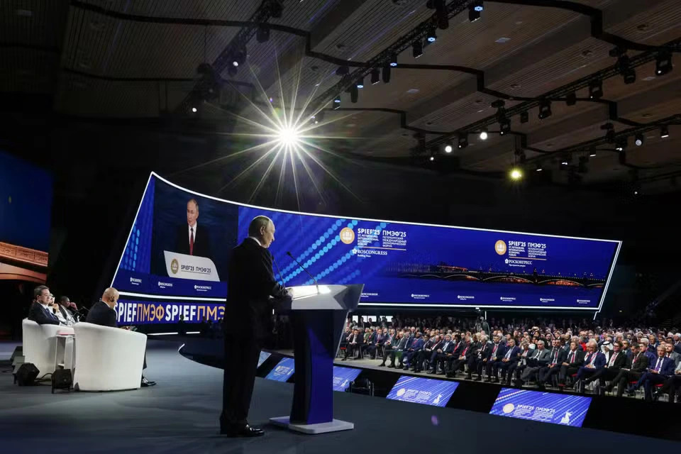 Vladimir Putin speaks at the St. Petersburg International Economic Forum