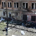 A destroyed draft office in Kharkiv