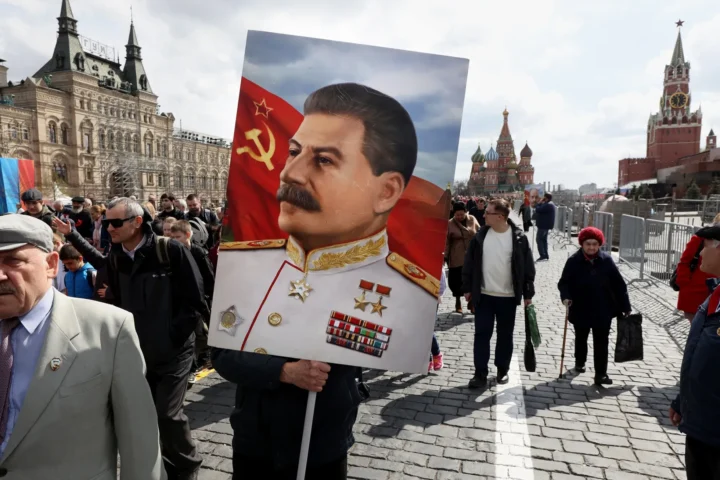 A poster depicting Soviet leader Joseph Stalin