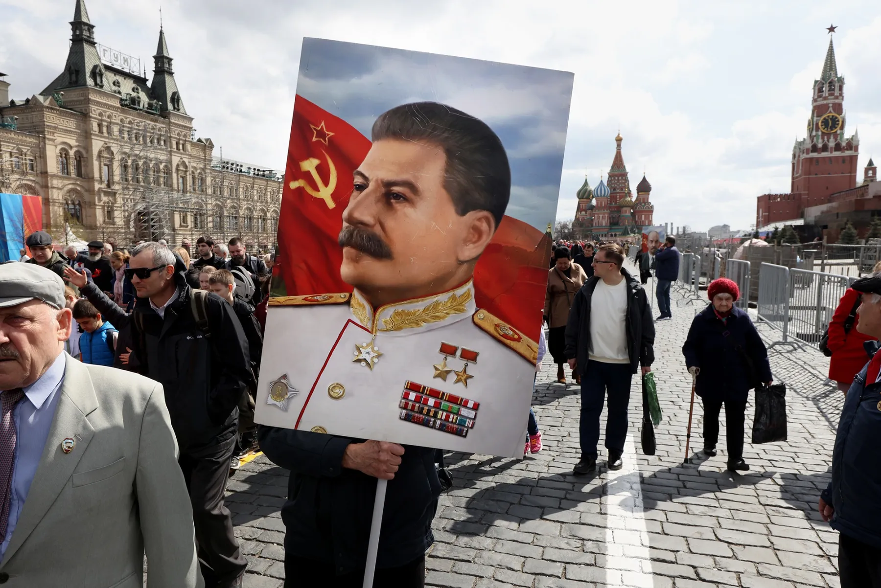 A poster depicting Soviet leader Joseph Stalin