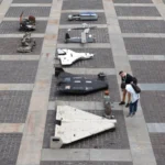 An exhibition of downed Russian UAVs