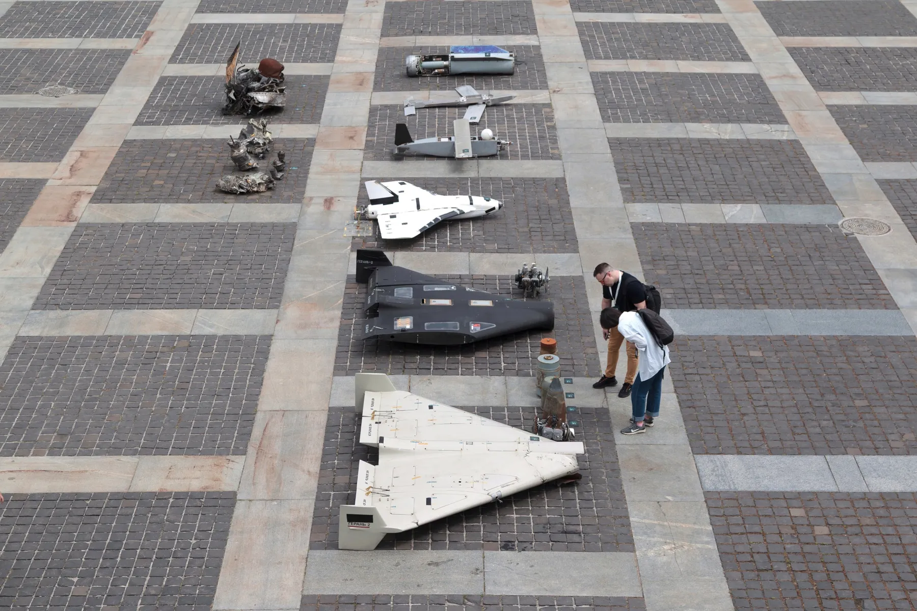 An exhibition of downed Russian UAVs