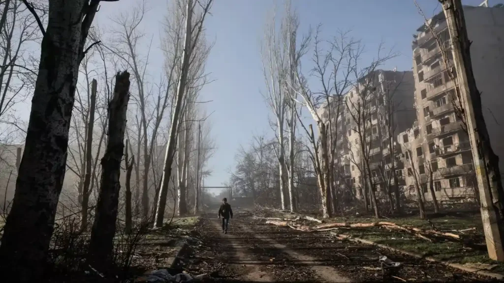 Damaged residential buildings